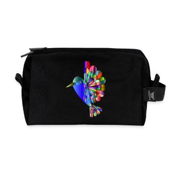 Colibri mosaïque colorée cadeau idée cadeau - Trousse de toilette en tissu recyclé - noir - Devant