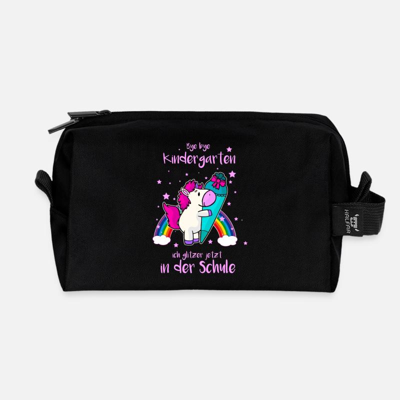 Einschulung Schuleinführung Schulkind Einhorn - Recycelte Kulturtasche - Schwarz
