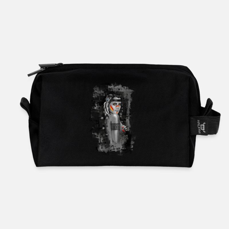 indische Feder - Recycelte Kulturtasche - Schwarz