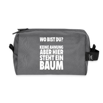 Where are you? No idea here is tree saying lus - Recycled Toiletry Zip Bag - anthracite - Front