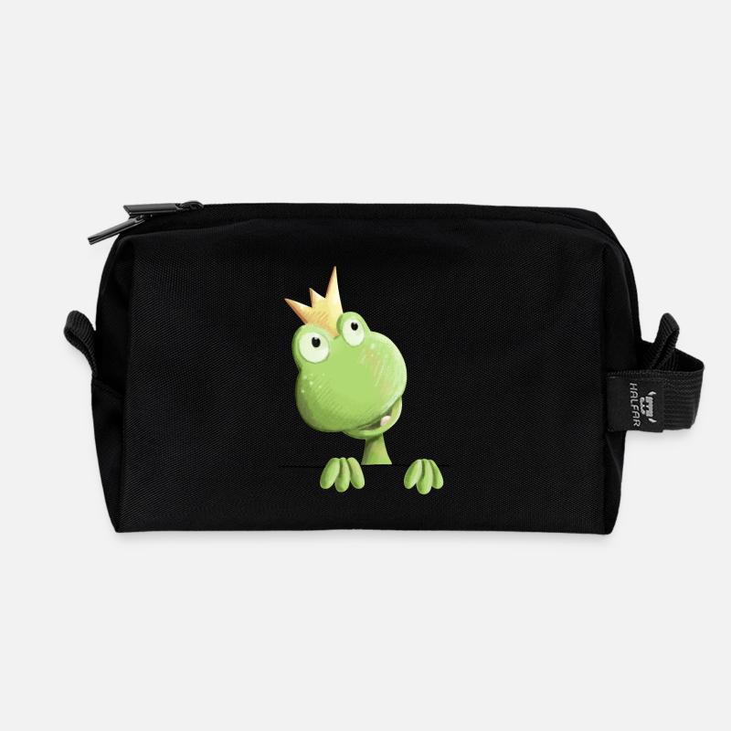 Süßer Froschkönig - Frosch Comic - Recycelte Kulturtasche - Schwarz
