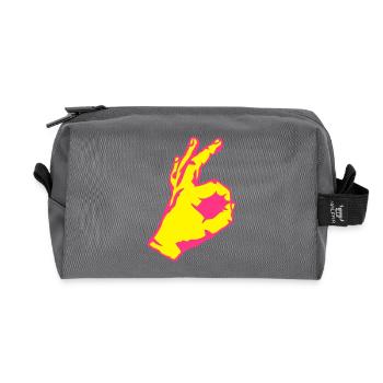 symbole impec valide doigt main signe - Trousse de toilette en tissu recyclé - anthracite - Devant