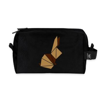 Origami: Häschen - Recycelte Kulturtasche - Schwarz - Vorne