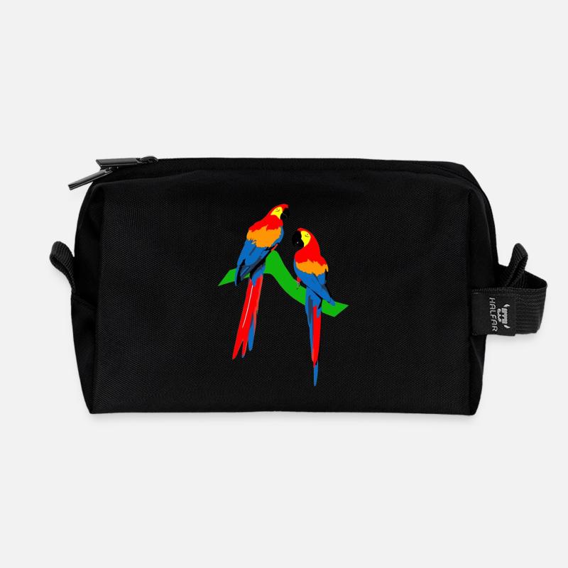 Perroquets - Trousse de toilette en tissu recyclé - noir
