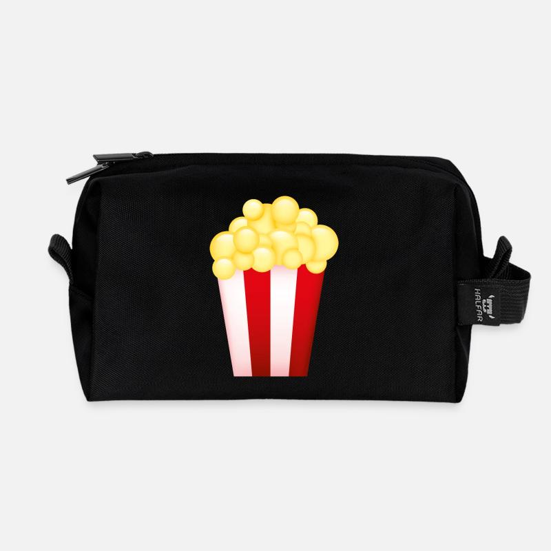 Smiley Popcorn - Recycelte Kulturtasche - Schwarz