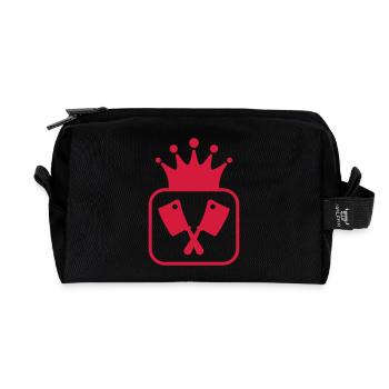 boucher / boucherie / charcutier / viande - Trousse de toilette en tissu recyclé - noir - Devant