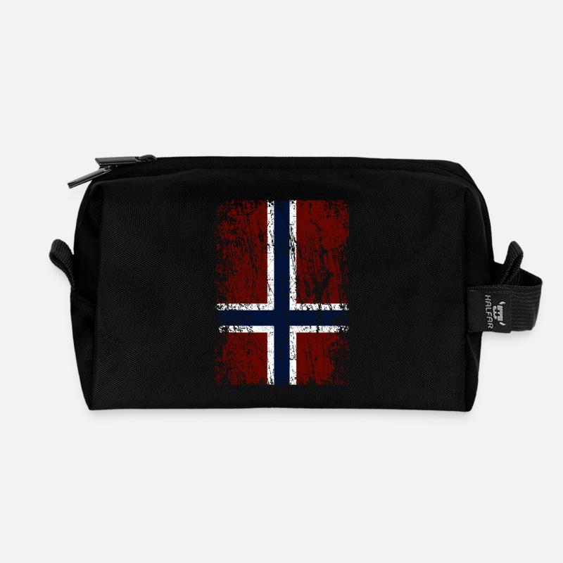 Norwegische Flagge hochkant (dunkel) - Recycelte Kulturtasche - Schwarz