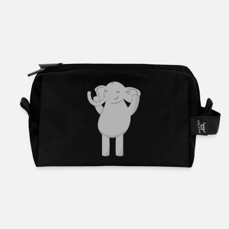 Elefant Elefanten - Recycelte Kulturtasche - Schwarz