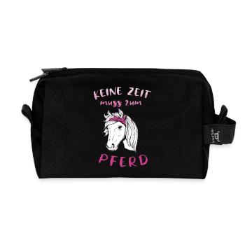 Keine Zeit Muss Zum Pferd Spruch Reiterin Geschenk - Recycelte Kulturtasche - Schwarz - Vorne