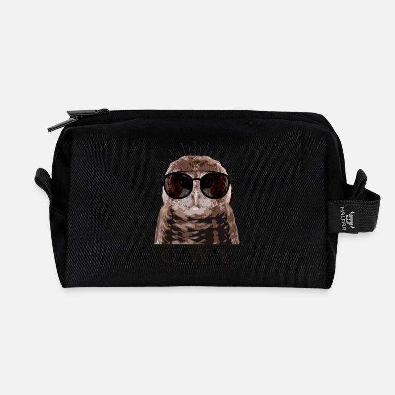 Owl Gläser Vintage - Recycelte Kulturtasche - Schwarz