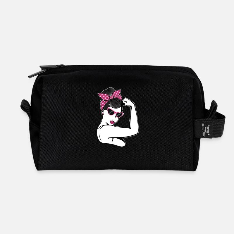 Retro Rockabilly Girl Geschenk - Recycelte Kulturtasche - Schwarz