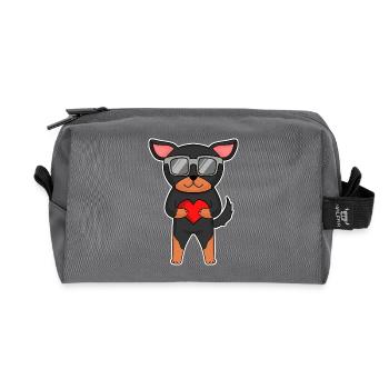 Lancashire Heeler with sunglasses and heart - Recycled Toiletry Zip Bag - anthracite - Front