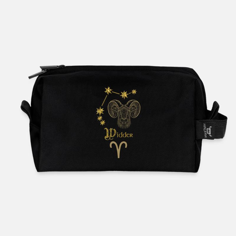Astrologisches Sternzeichen Widder - Gold - Recycelte Kulturtasche - Schwarz