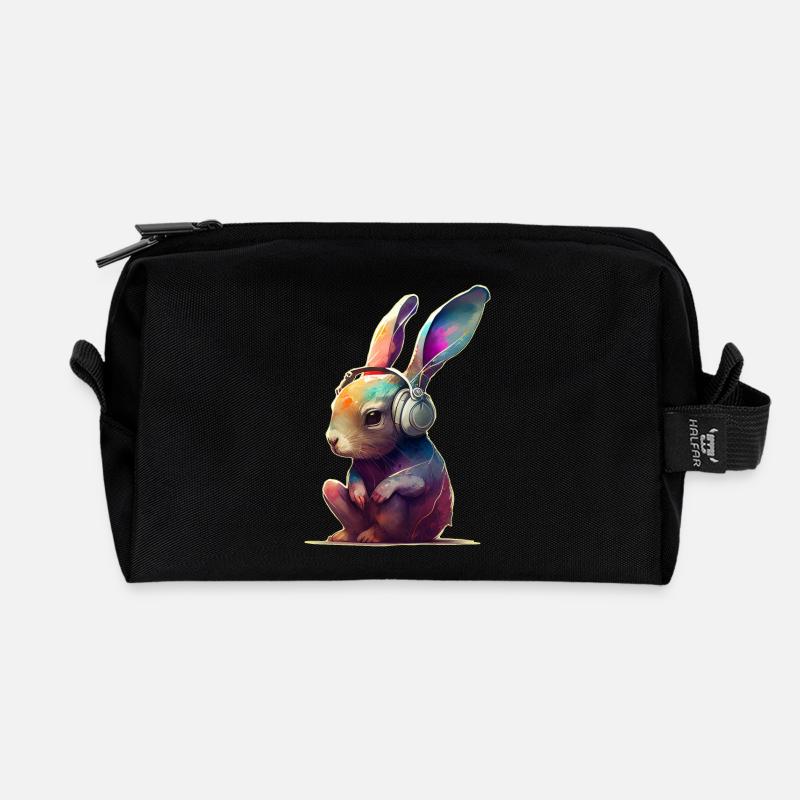Hase mit Kopfhörern DJ - Recycelte Kulturtasche - Schwarz
