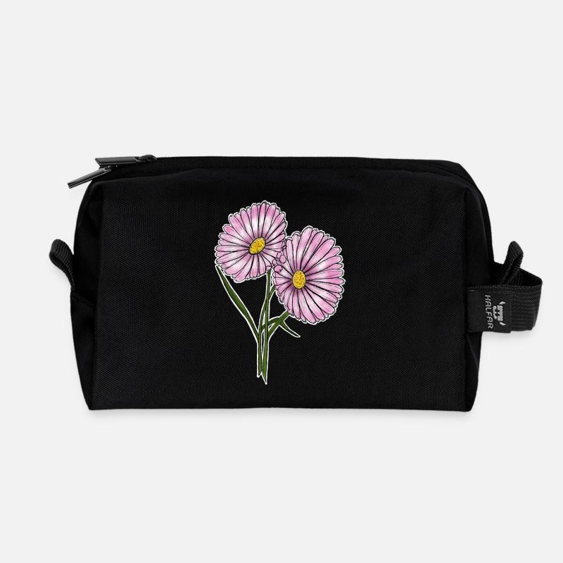 Gänseblümchen - Recycelte Kulturtasche - Schwarz