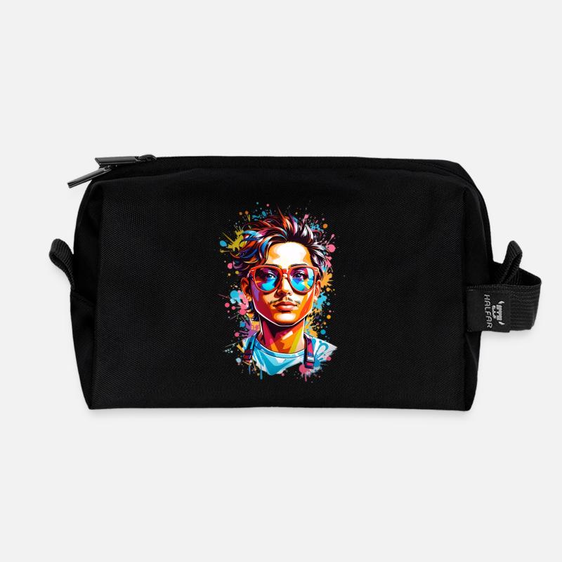 Hipster mit Bart - Recycelte Kulturtasche - Schwarz