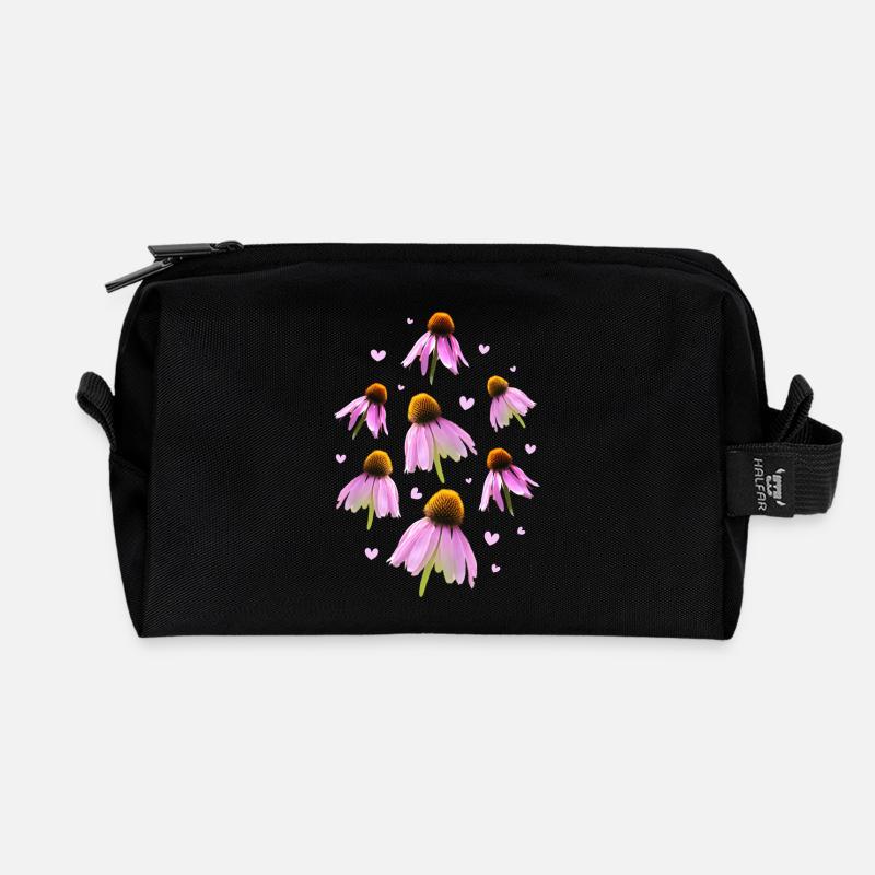 Sonnenhut Coneflower - Recycelte Kulturtasche - Schwarz