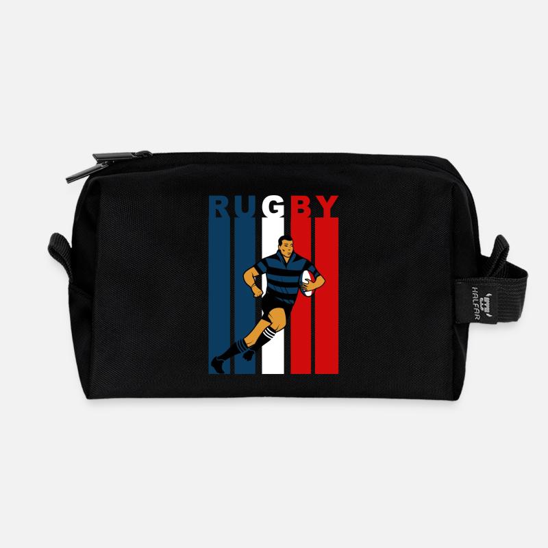 Rugby player on a tricolour background - Recycled Toiletry Zip Bag - black