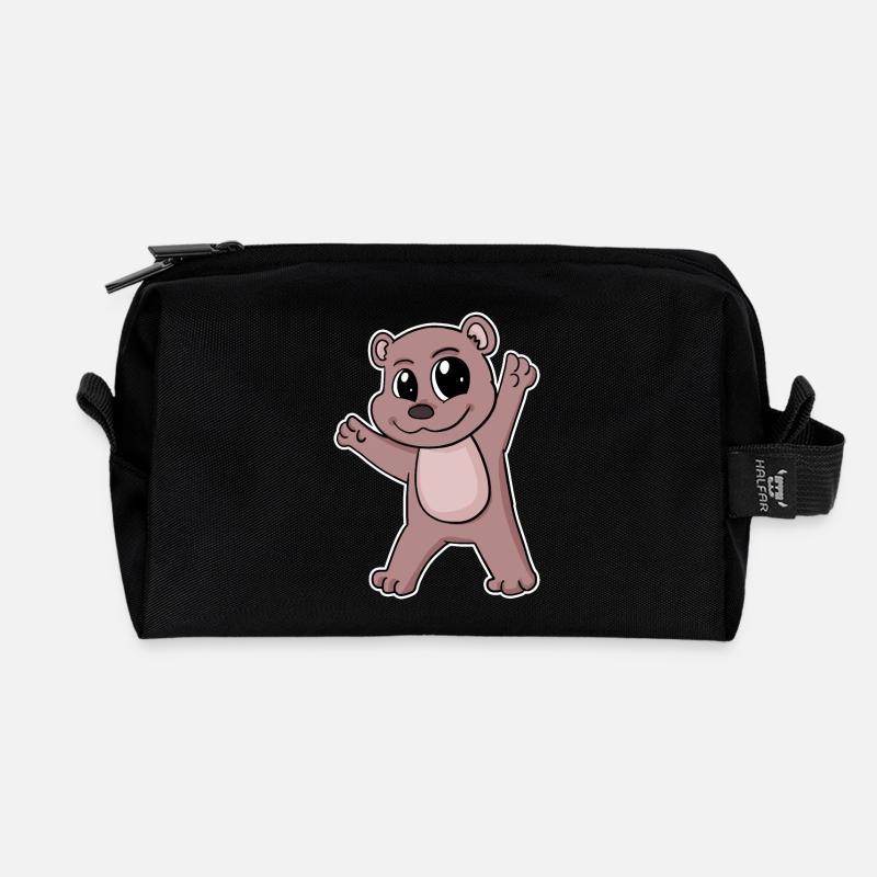 Bär Braunbär Braun - Recycelte Kulturtasche - Schwarz
