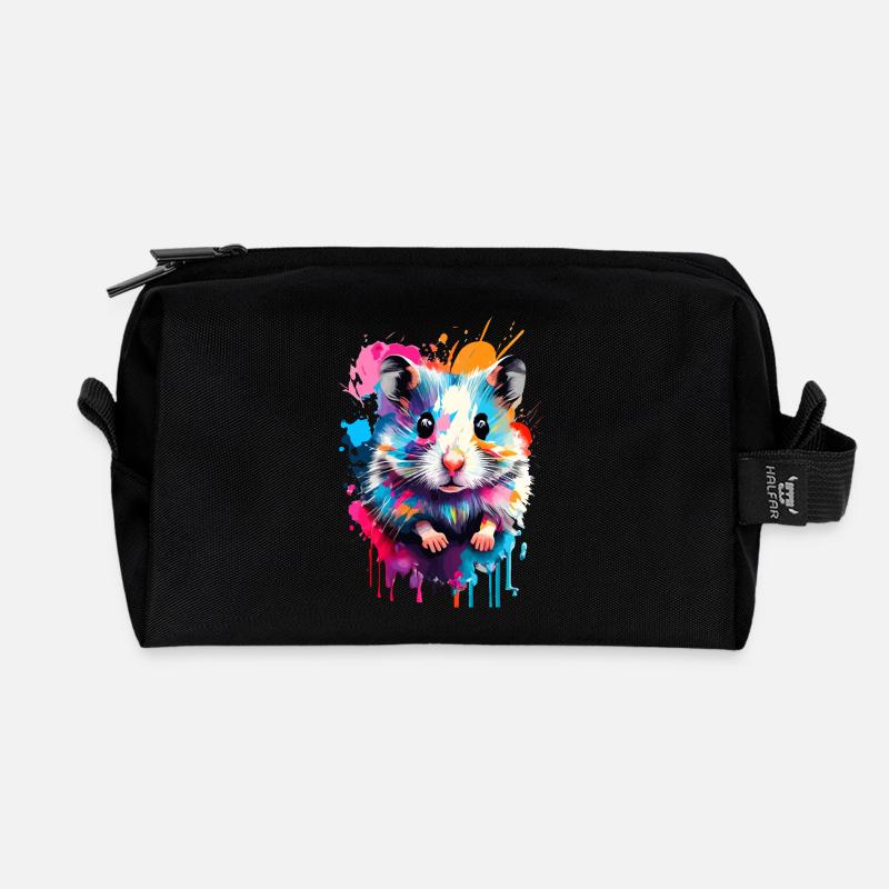 Hamster Farbenfroh - Feldhamster Goldhamster Nager - Recycelte Kulturtasche - Schwarz