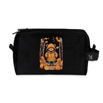 Cute bear in the forest - Recycled Toiletry Zip Bag - black - Front