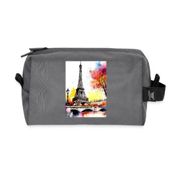 Eiffel Tower in autumn watercolour - Recycled Toiletry Zip Bag - anthracite - Front