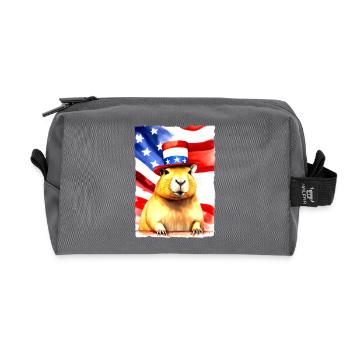 rodent "Capybara President" - Recycled Toiletry Zip Bag - anthracite - Front