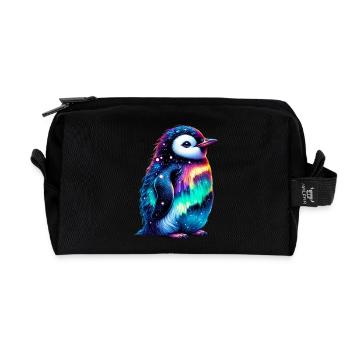 Aurora Borealis Pinguin - Recycelte Kulturtasche - Schwarz - Vorne