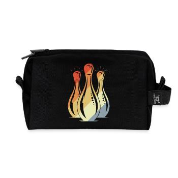 Bowling Graphic Retro Look - Recycled Toiletry Zip Bag - black - Front