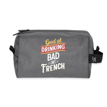 Bon pour boire mais mauvais en français - Trousse de toilette en tissu recyclé - anthracite - Devant