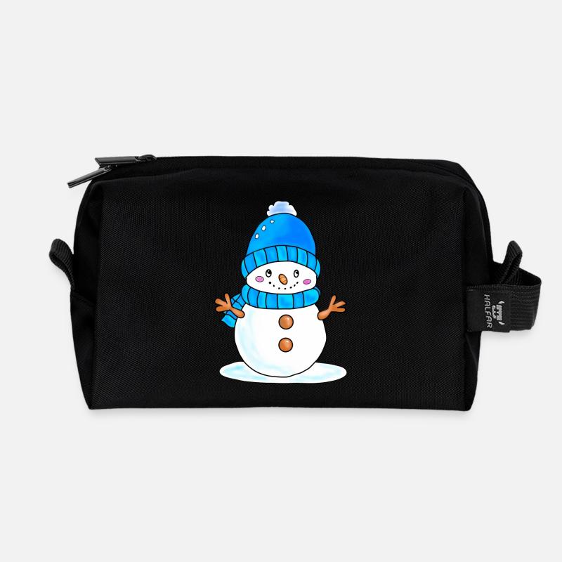 Snowman - Recycled Toiletry Zip Bag - black