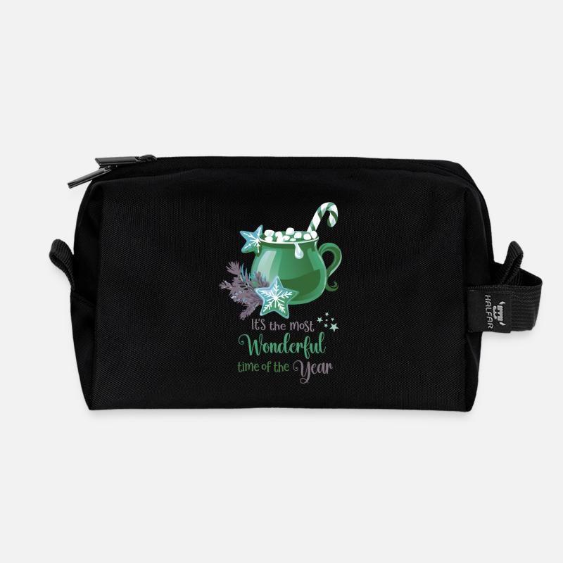 Hot Cacao, It's the most wonderful time, green - Recycelte Kulturtasche - Schwarz
