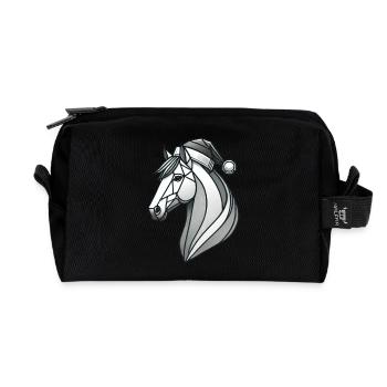 Cheval de Noël avec chapeau de Noël - Trousse de toilette en tissu recyclé - noir - Devant
