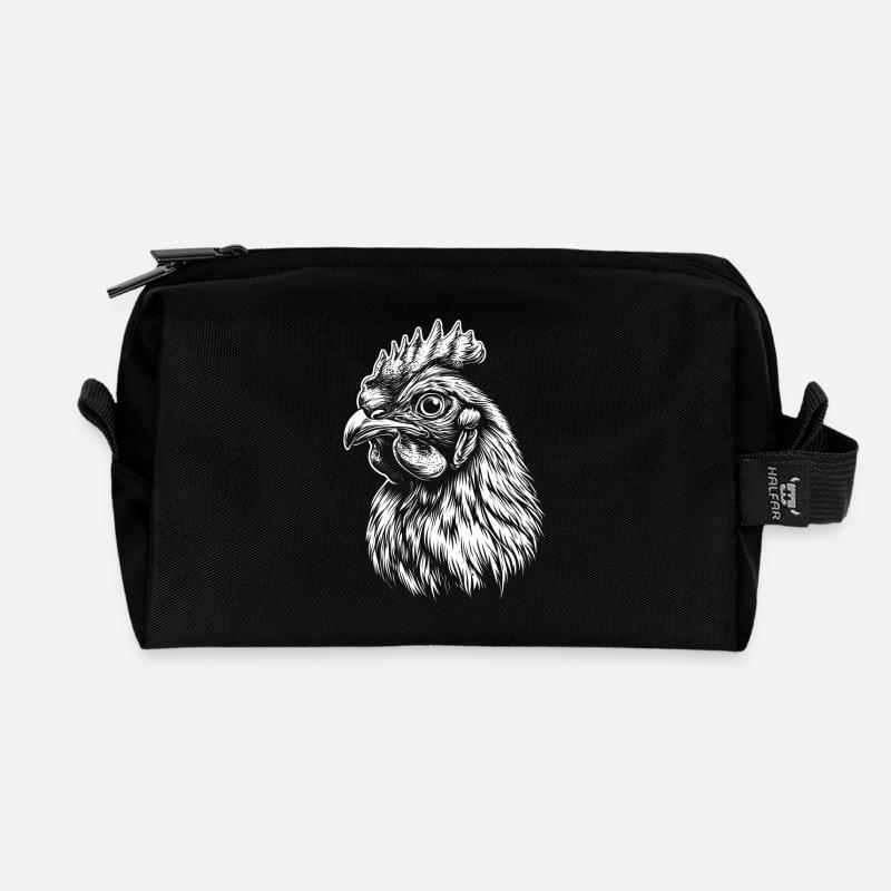 Huhn Portrait Henne Hühner Geflügel Geschenk - Recycelte Kulturtasche - Schwarz