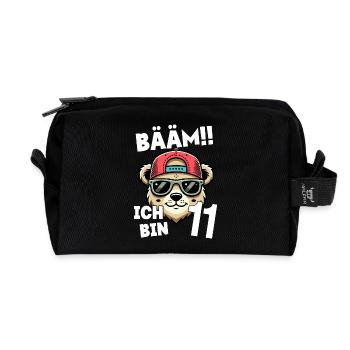 BÄÄM Ich Bin 11 Geburtstag Bär Geburtstagsdeko - Recycelte Kulturtasche - Schwarz - Vorne