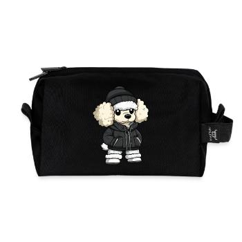 Caniche chien dessin animé - Trousse de toilette en tissu recyclé - noir - Devant