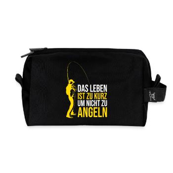 Das Leben Ist Zu Kurz Um Nicht Zu Angeln - Recycelte Kulturtasche - Schwarz - Vorne