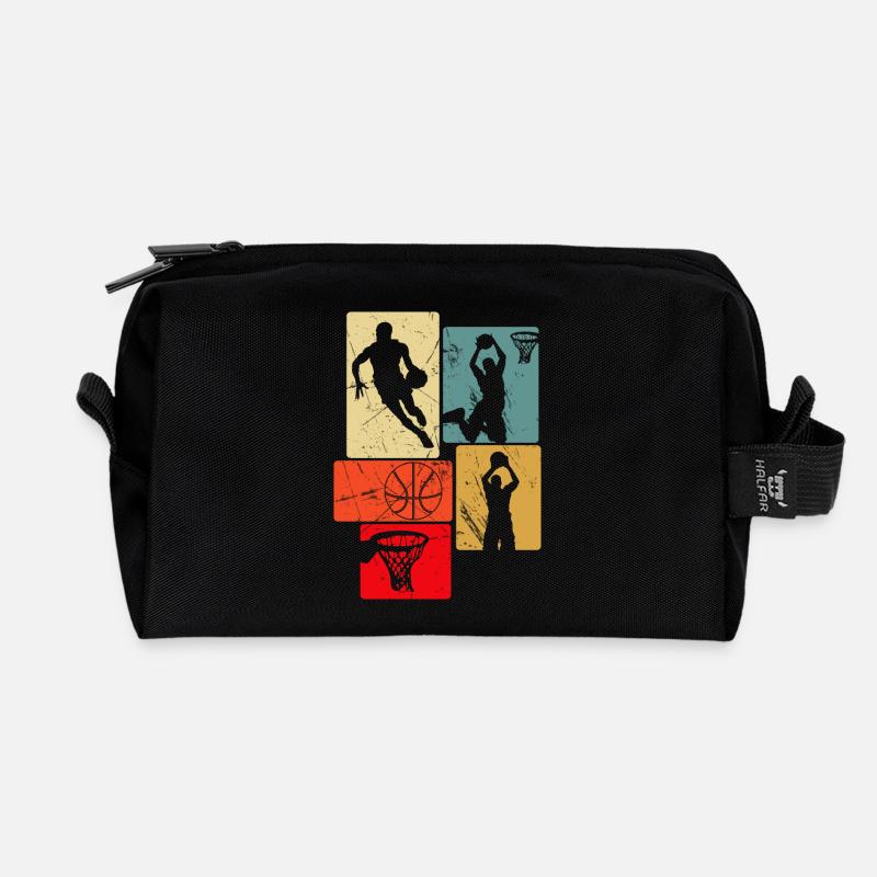 Retro Style Basketball - Recycled Toiletry Zip Bag - black
