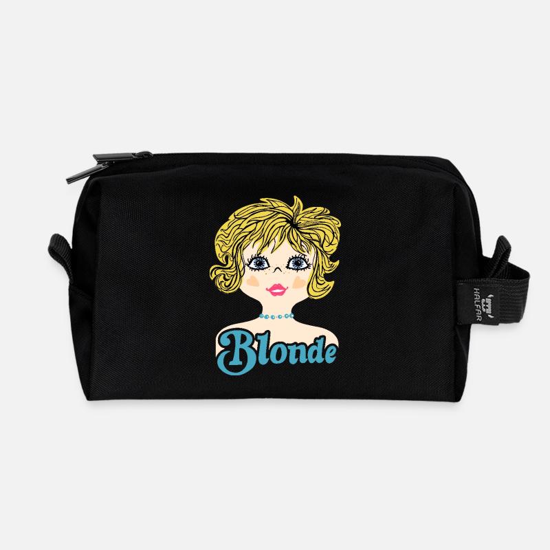 Retro Illustration Blonde - Recycelte Kulturtasche - Schwarz