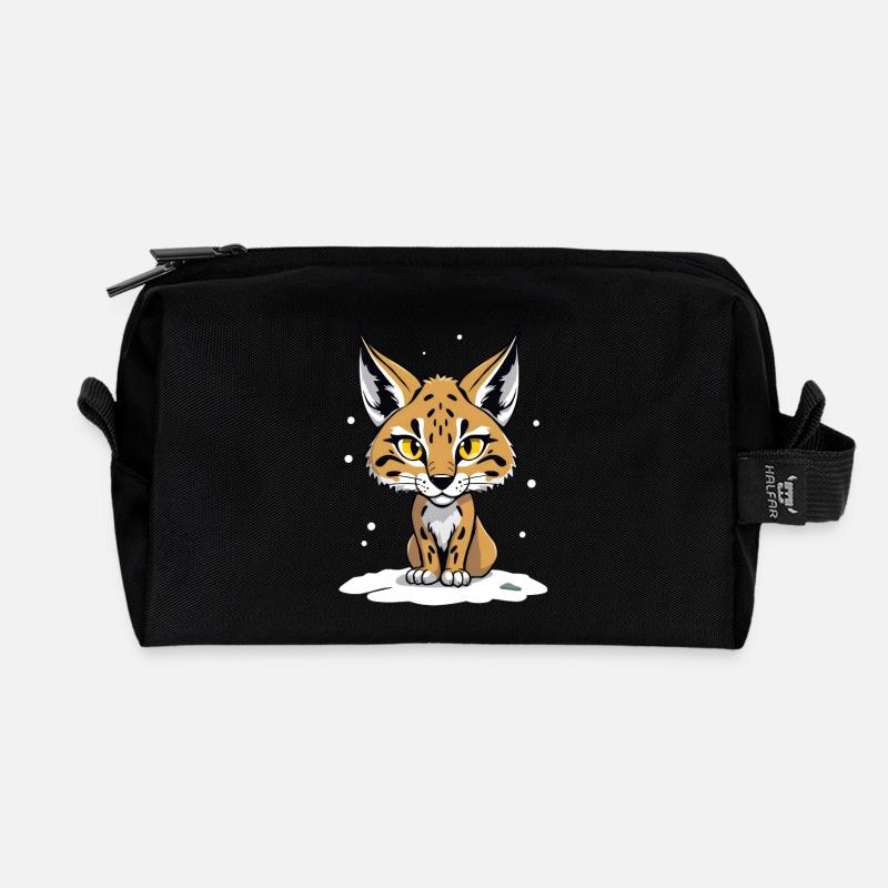 Süßer kleiner Luchs - Recycelte Kulturtasche - Schwarz