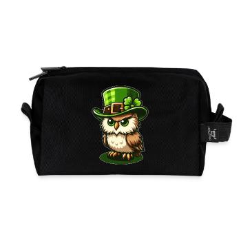 Süße St. Patrick's Day Eule mit Zylinder - Recycelte Kulturtasche - Schwarz - Vorne