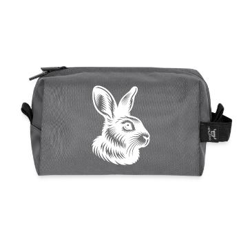 Hasen Porträt mit großen Ohren Tattoo Style - Recycelte Kulturtasche - Anthrazit - Vorne