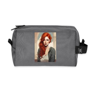 Beautiful Woman Redhead Red Hair - Recycled Toiletry Zip Bag - anthracite - Front
