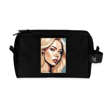Blonde beautiful woman blonde - Recycled Toiletry Zip Bag - black - Front