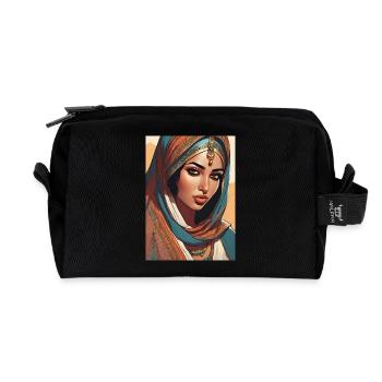 Indian beautiful woman - Recycled Toiletry Zip Bag - black - Front