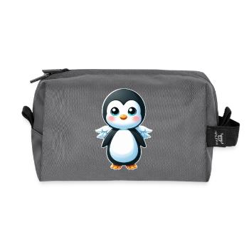 Süßer Pinguin Engel Cartoon Chibi Stil - Recycelte Kulturtasche - Anthrazit - Vorne