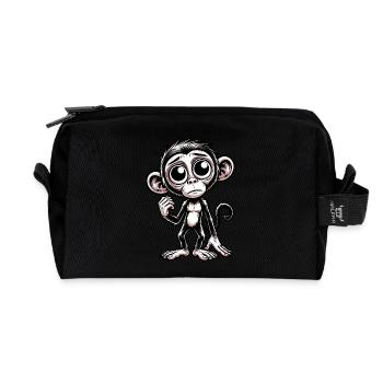 Chimpanzé triste doux émotionnel - Trousse de toilette en tissu recyclé - noir - Devant