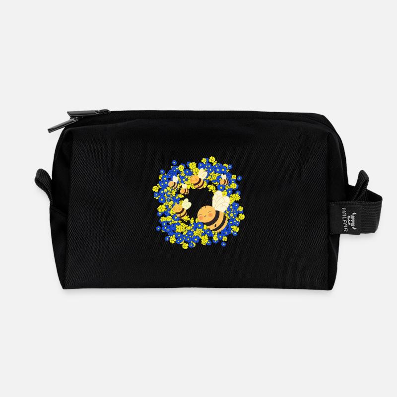 Sommer Bienen Biene Blumen Blüten Insekt - Recycelte Kulturtasche - Schwarz