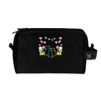 Retro Sommer Katzen Katze Kinder Kind Baby - Recycelte Kulturtasche - Schwarz - Vorne