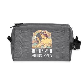 Pas de pelmeni, c’est un problème, l’Art Nouveau - Trousse de toilette en tissu recyclé - anthracite - Devant